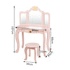 2 in 1 Kids Vanity Makeup Dressing Table & Chair Set W/ Tri-fold Mirror & Drawer