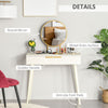 Modern Dressing Table Makeup Vanity Desk w/ 2 Drawers Round Mirror for Bedroom