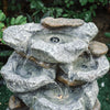 Electric Garden Patio Waterfall Water Feature LED Cascading Rock Fountain Statue