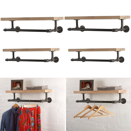 Wall Mounted Clothes Rail Bathroom Kitchen Shelf Hanging Wardrobe Display Rack