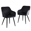 Set of 2 Velvet Dining Chairs Diamond Seats Metal Legs Living Room Kitchen Black