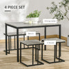 Dining Table Set, Concrete Effect Kitchen Table and Chairs for 4 People, Grey