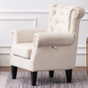 Retro Fabric Upholstered Armchair Tufted Wing Back Fireside Reception Sofa Chair