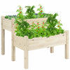 Raised Garden Bed 2-Tier Fir Wood Elevated Planter Flower Herb W/ Drain Holes