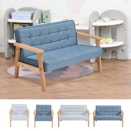 Kids Sofa Armchair Wooden Frame Cushioned 1-2 Seater Boys Girls Bedroom Playroom