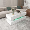 LED Coffee Table Wooden 2 Drawer Storage High Gloss Modern Living Room Furniture