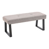 Long Seat Bench Dining Chairs Soft Linen Padded Golden Lounge Stool Steel Legs