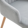 Set Of 2 Elegant Tub Velvet-Feel Dining Chairs w/ Wood Legs Metal Frame Grey