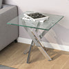 Living Sofa Side End Coffee Console Table Chrome Spiral Cross Legs Clear Glass