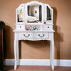 Dressing Table With Drawer Mirror & Stool Set Makeup Desk Vanity Table Bedroom