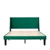 Double Size Bed 4FT6 Velvet Upholstered Bed Frame with Wood Slat Support QH