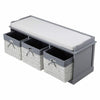 Hallway Shoe Storage Bench With 3 Rattan Baskets Organizer Cushion Padded Seat