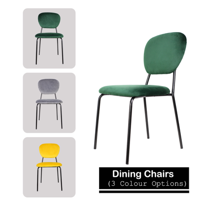 Dining Chairs Set of 4 or 2 Stackable Velvet Fabric Seat Metal Leg Home Office