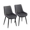 Set of 2 Grey Dining Chairs Diamond Velvet Padded Seat Back Dining Room Chair