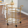 Modern Glass Drinks Trolley 2 Tier Shelves Serving Cart with Wine Bottle Holder