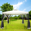 3x3m Steel Gazebo Garden Outdoor 2-tier Roof Marquee Party Tent w/ Storage Shelf