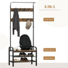 Industrial Coat Rack Stand with 8 Hooks Hangers Storage Cabinet Brown