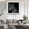 3D Diamond Leopard Head Wall Art Painting Pictures Glass Mirror Frame Posters XL