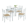 Modern Glass Dining Table and 4 Chairs Set MDF Cushion Home Kitchen Furniture