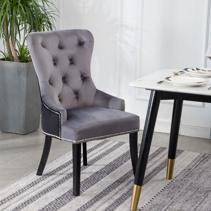 Studded Velvet Padded Dining Chair Knocker Ring Back Seat Kitchen Dining Room