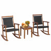 3 Pieces Rocking Chair Set Outdoor Conversation Furniture Patio Wicker W/ Table