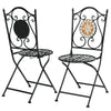 1/2/3PCS Mosaic Bistro Set Outdoor Metal Frame Garden Table & 2 Folding Chair