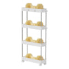 4-Tier Storage Trolley Slim Storage Shelf with Wheels Kitchen Bathroom White