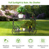 Garden Cart Plant Stand Metal Flower Pot Holder Indoor Outdoor Display Rack
