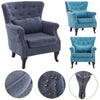 Upholstered Wing Back Chesterfield Sofa Velvet Button Tub Chair Scallop Armchair