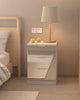 White Bedside Table Wooden Storage Cabinet 3 Mirrored Drawers Metal Handles