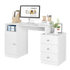 White Computer Desk with 3 Drawers Study Workstation Office Table Wooden Large