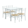 Modern Glass Dining Table and 4 Chairs Set MDF Cushion Home Kitchen Furniture