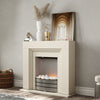 ELECTRIC FIRE WHITE FIREPLACE & SURROUND BRUSHED STEEL PEBBLE FIRES BLACK HEARTH