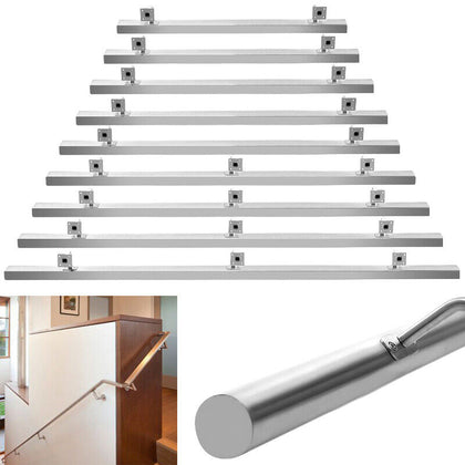 Brushed Stainless Steel Stair Handrail Smooth Metal Bannister Bracket Stair Rail