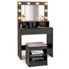 Vanity Table Set Large Makeup Dressing Desk w/ Lighted Mirror and Storage Stool