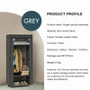 Grey Single Canvas Wardrobe Bedroom Hanging Rail Home Storage Wardrobe Furniture