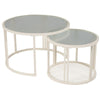 Modern Round Nesting Coffee Tables Set of 2 Glass Top Side End Tables NS