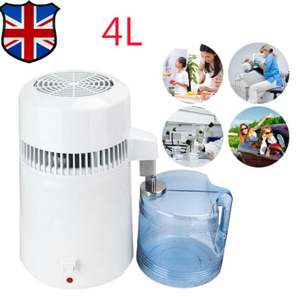 Water Distiller Purifier Stainless Steel Pure Water Filter Medical Home Labs 4L