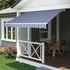 Awning Manual Outdoor Garden Canopy Patio Sun Shade Shelter Blue White 200X150CM