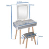 Modern Dressing Table Stool Vanity Set Makeup Desk w/LED Lighted Mirror 2 Drawer