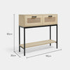 VonHaus Rattan Console Table w/ 2 Storage Drawers & Shelf | Entryway Hall Table
