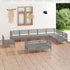 10 Piece Garden Set Solid Pinewood Grey E6J5