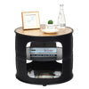 Round Coffee Table Metal Frame Cocktail Table Snack Tea Desk w/Storage Shelves