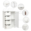 White Bathroom Storage Cabinet with 4 Drawers 1 Door Adjustable Partition Wooden