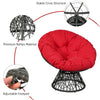 Rattan Papasan Chair Swivel Moon Round Leisure Chair Glider Deep Seat w/Cushion