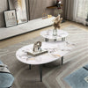 Stackable Nesting Table Set of 2 White Marble Look Sintered Stone Coffee Tables