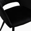 2Pcs Dining Chair Velvet Chair Diamond Seat with Metal Leg Dining Room Black