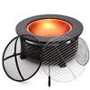 Fire Pit Table Round Metal Firepit Heater w/ BBQ Grill Shelf, Spark Screen,Poker