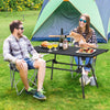 Aluminum Camping Table Outdoor Folding Picnic Table W/ 4-Level Adjustable Height