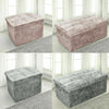 Crushed Velvet Diamante Ottoman Storage Box Folding Stool Space Saving Pink Grey